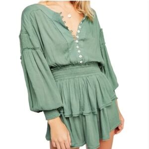 FREE PEOPLE Mermaid Green ROMY Mini Dress size Small/ petite
